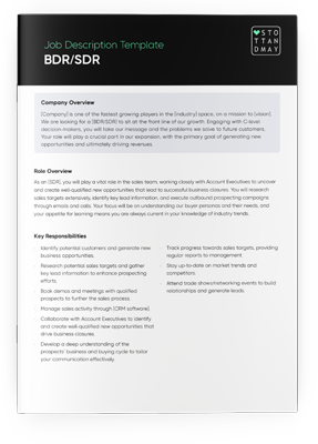 Thank you Here is your BDR / SDR Job Description