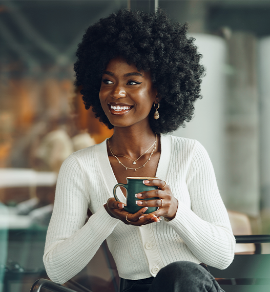 Lady drinking coffee